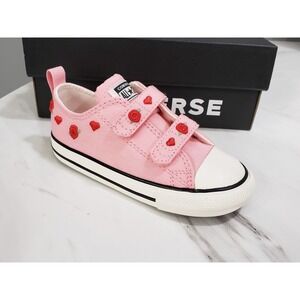 NEW Toddler CONVERSE CTAS 2V OX Strap Low EMBROIDERED FLORAL PINK - SIZE 9